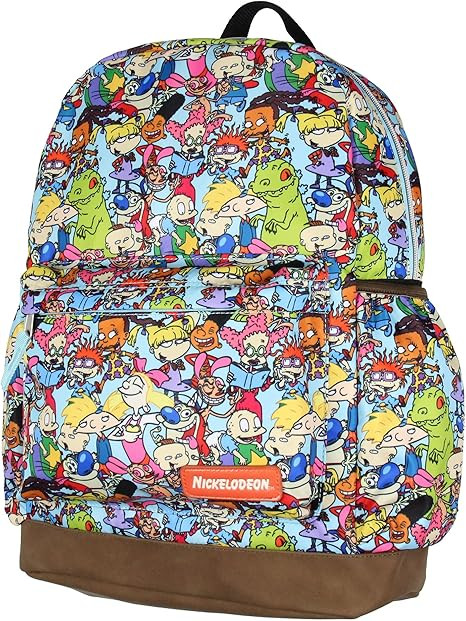 INTIMO Nickelodeon '90s Cartoon Rugrats Ren and Stimpy School Travel Backpack With Faux Leather B... | Amazon (US)