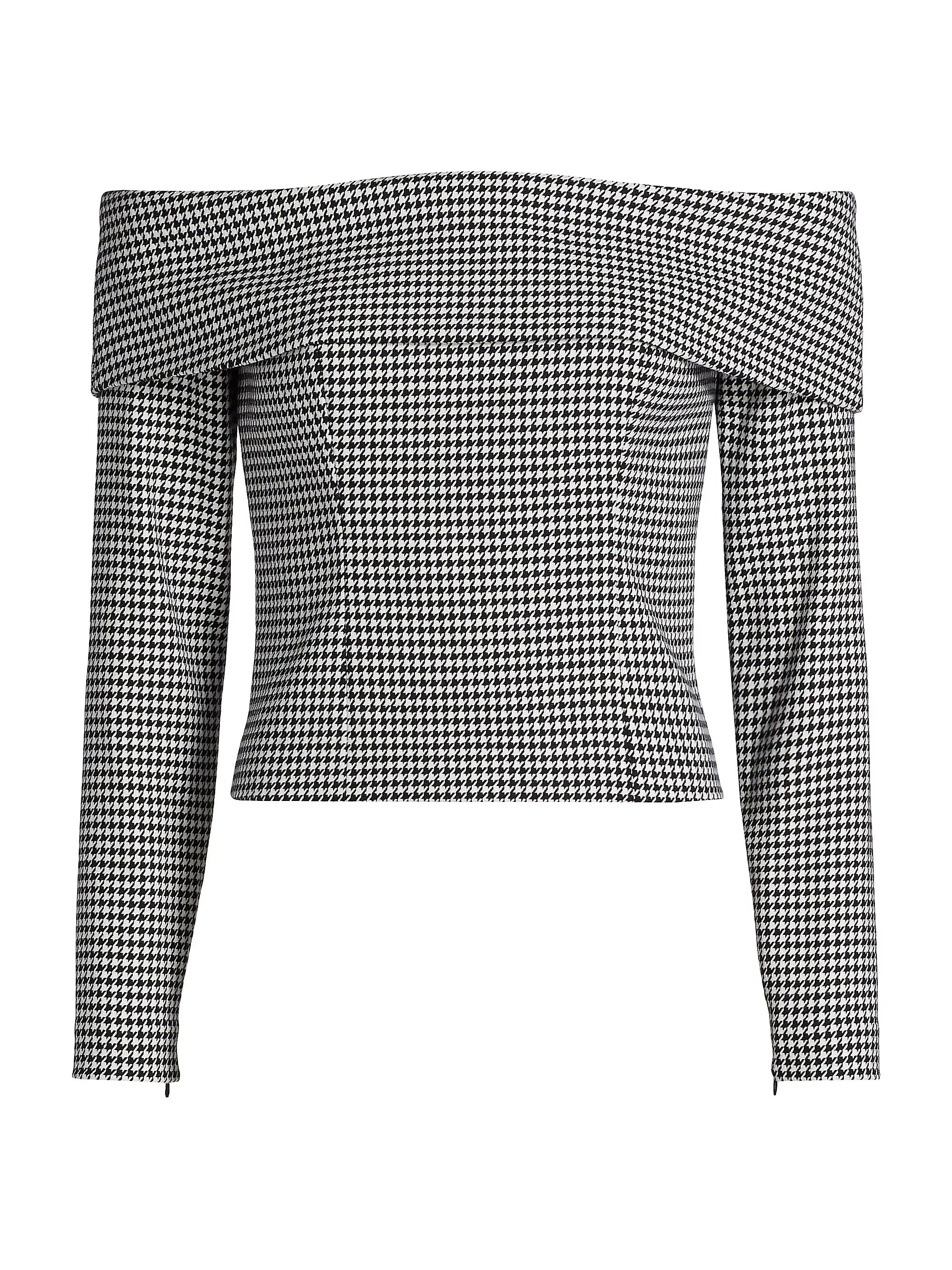 ToccinStila Houndstooth Off-The-Shoulder Top | Saks Fifth Avenue