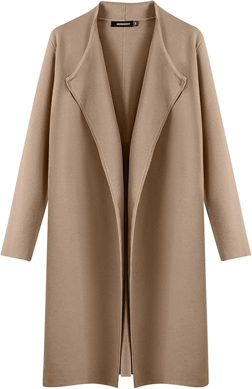 MEROKEETY Women's 2023 Long Sleeve Cardigan Sweaters Lapel Open Front Casual Knit Coatigan Jacket... | Amazon (US)