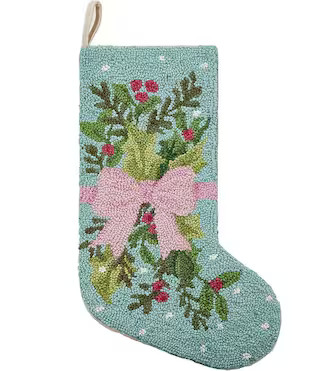 Peking Handicraft Holly Bow Hooked Wool Holiday Stocking | Dillard's | Dillard's