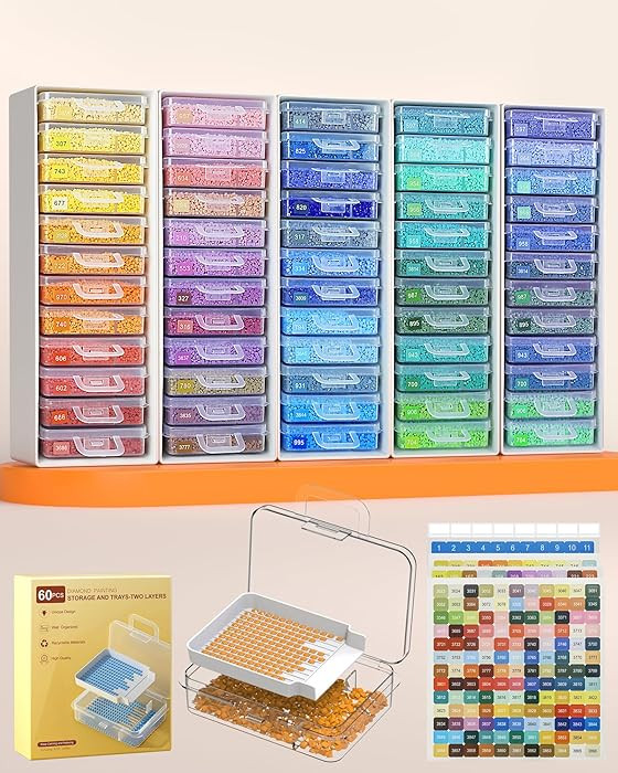 Redtwo 60pcs Diamond Art Storage Containers Trays with Two Layers, 3-in-1 Diamond Painting Storag... | Amazon (US)