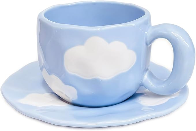 Noviko Cloud Mug with Saucer Ceramic Cloud Teacup for Girls Mum 11 oz | Amazon (US)