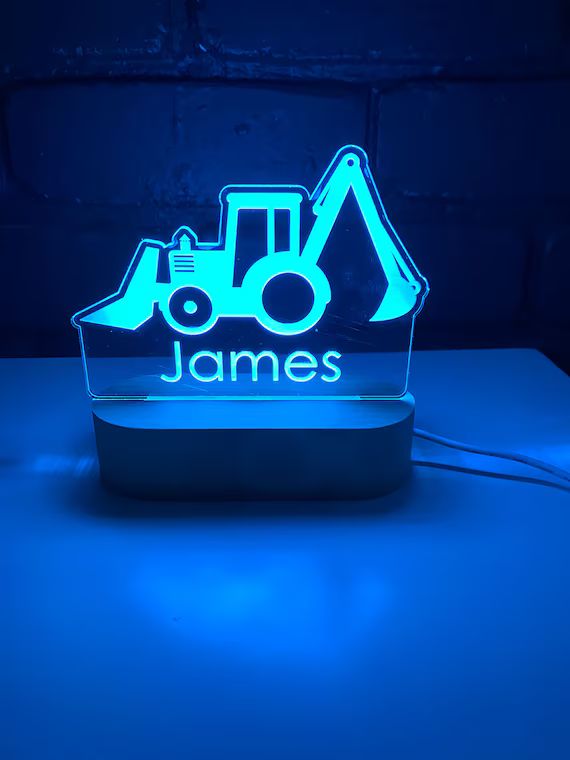 Construction Digger Personalised Night Light, Kids Bedroom, Nursery Night Light, Custom Light, Ch... | Etsy (US)