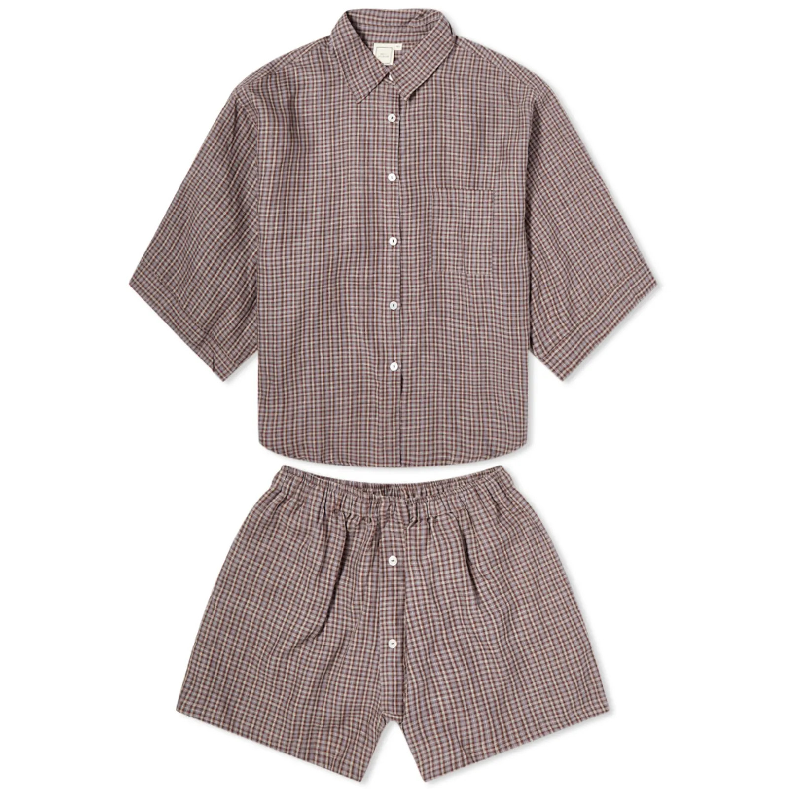 Deiji Studios 03 Linen Pyjama Set Russet Check | END. (UK) | End Clothing (UK & IE)
