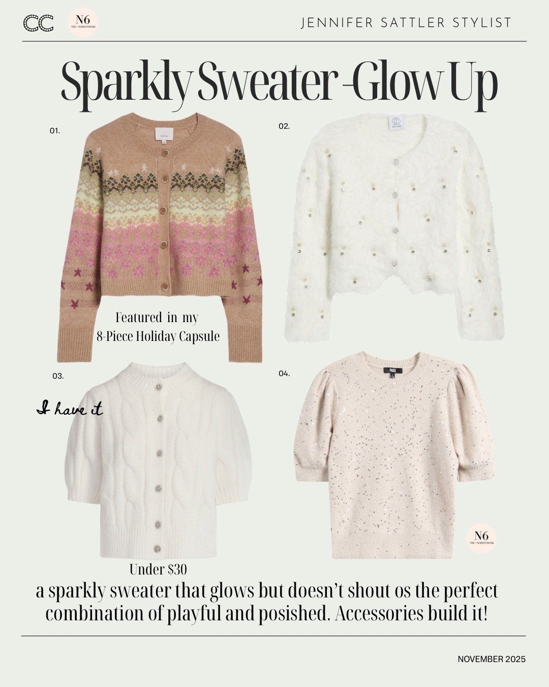 Sparkly Sweater 

The Nordstrom 6 Holiday Edit | How Stylists Over 40 Dress Festive

See more on closrchoreography.com

