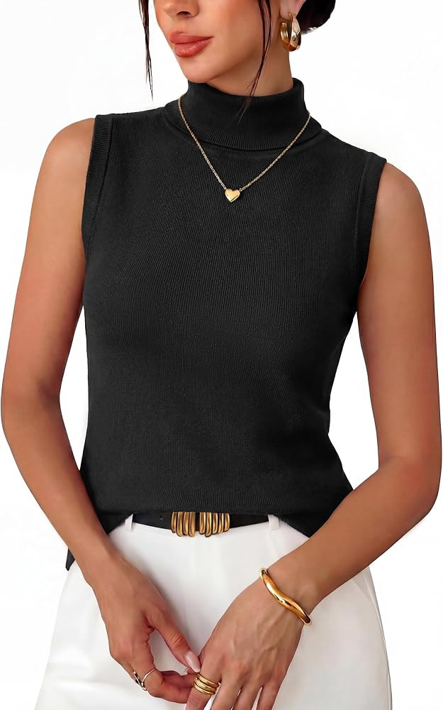Arach&Cloz Women's Wool Blend Slim Fit Turtleneck Fall Casual Tank Tops | Amazon (US)