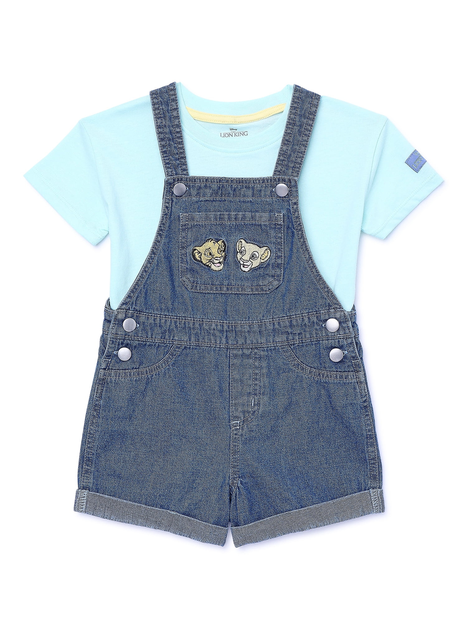 Disney Mickey & Friends Toddler Girls Top and Denim Shortalls, Sizes 12M-5T | Walmart (US)