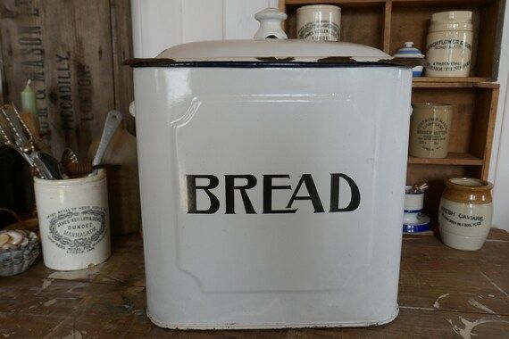 Vintage Enamel Bread Bin  White Enamel Bread Box  White | Etsy | Etsy (US)