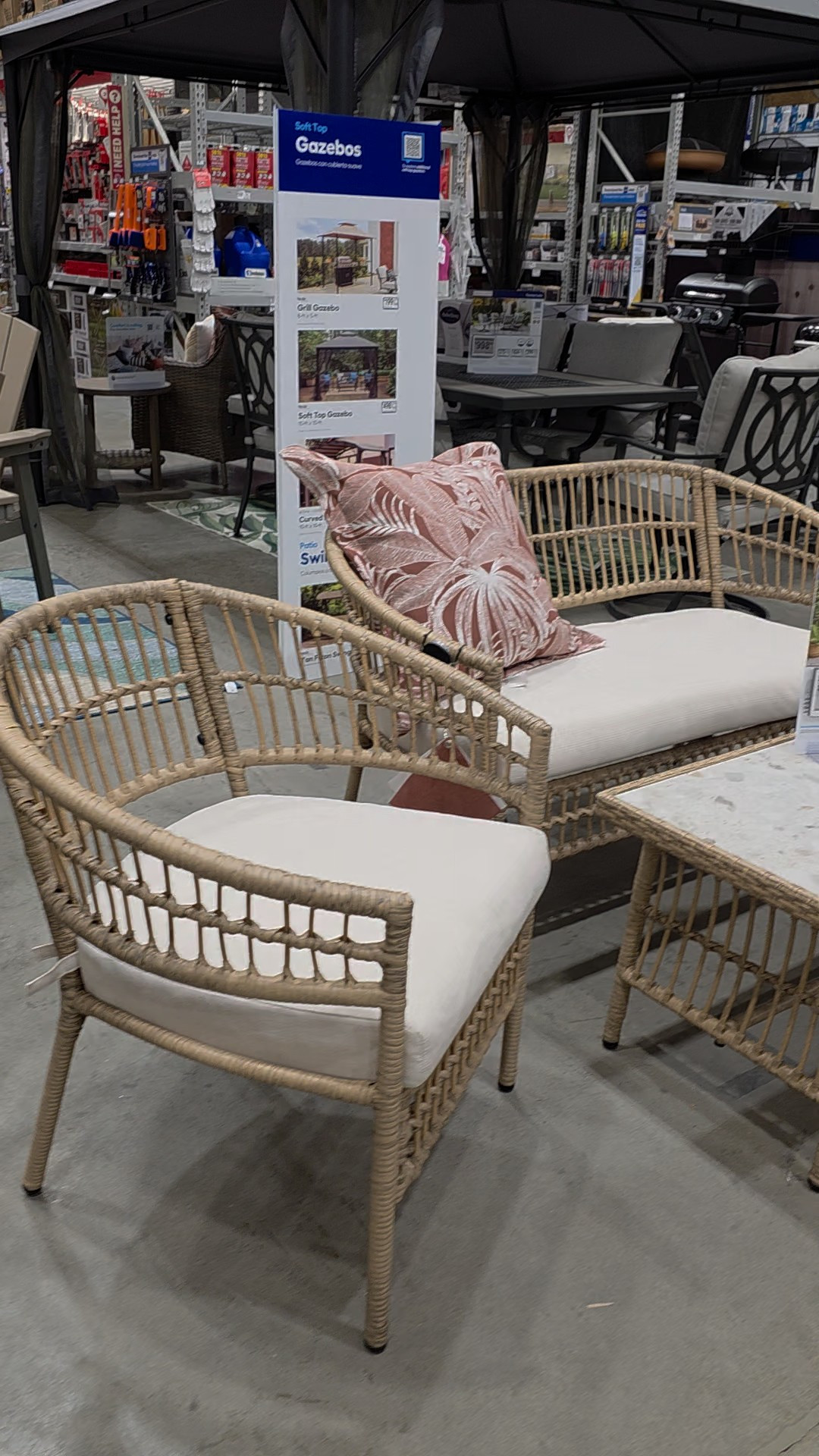 If you want that relaxed, pulled-together outdoor look, this is it 🤎 A wicker conversation set with soft cream cushions and a simple coffee table - perfect for creating a cozy space for morning coffee or evening hangs. #patiofurniture  

 #LTKSeasonal #LTKHome