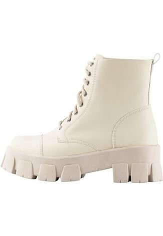 Coturno Amorelle Plataforma Bota Cano Curto Off White | Dafiti (BR)