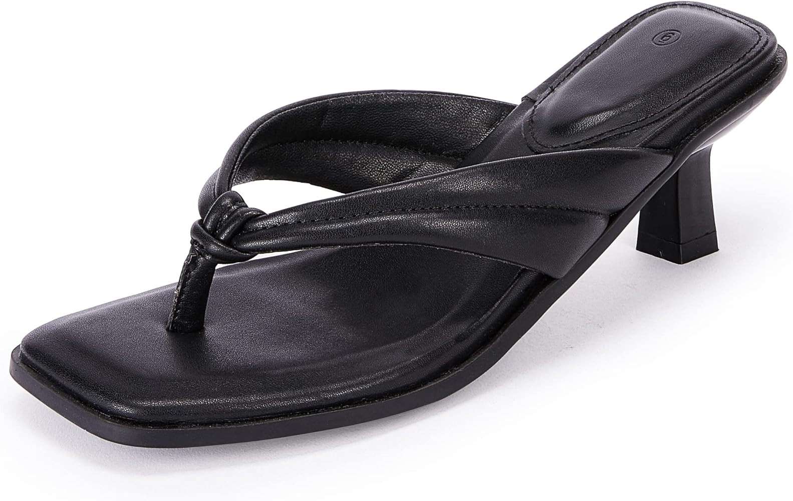 Womens Kitten Heel Thong Sandals Flip Flops Slip On Square Open Toe Slippers Low Stacked Heeled M... | Amazon (US)