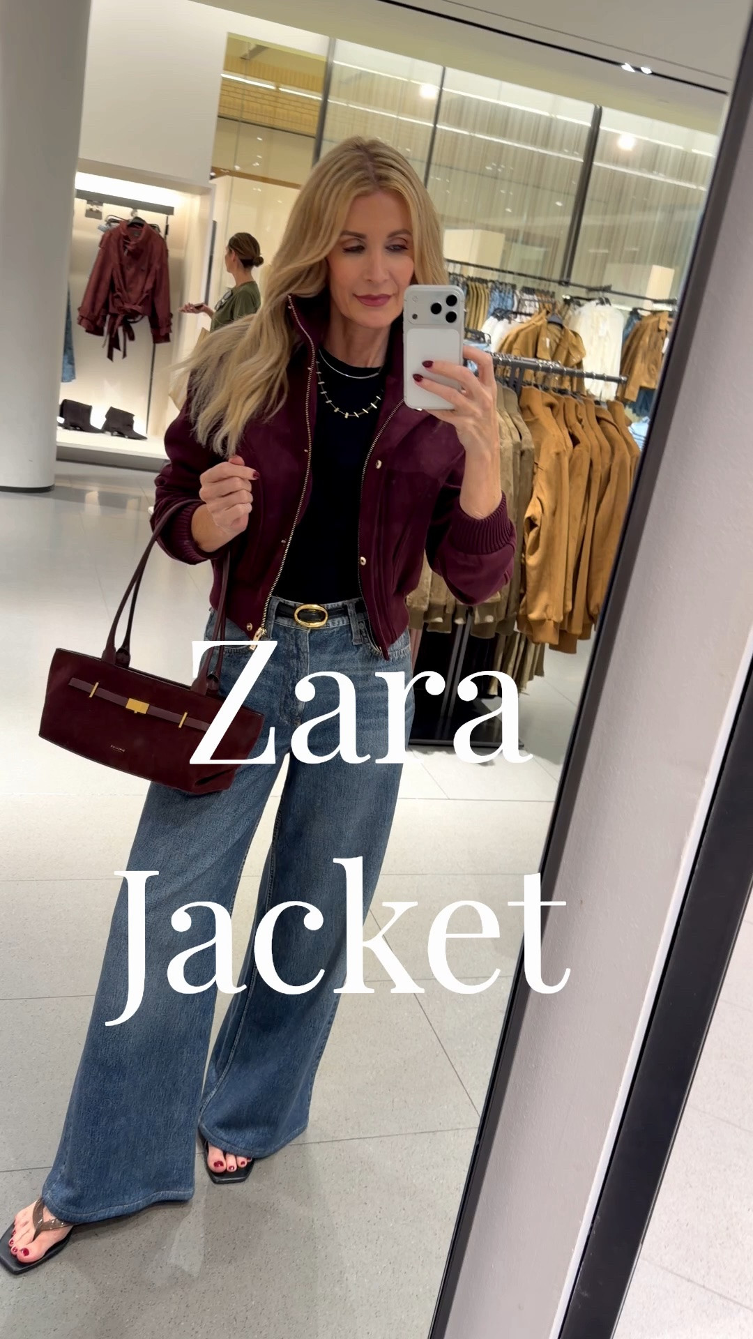 This burgundy Zara jacket is the perfect fall layer! The cropped silhouette defines the waist and gives a classic black tee and wide-leg jeans a chic, polished finish. I’m wearing an XS in the jacket and an XS in the denim. #ZaraJacket #BurgundyJacket #FallOutfit #FashionOver40
 

 #LTKootd #LTKSeasonal #LTKOver40