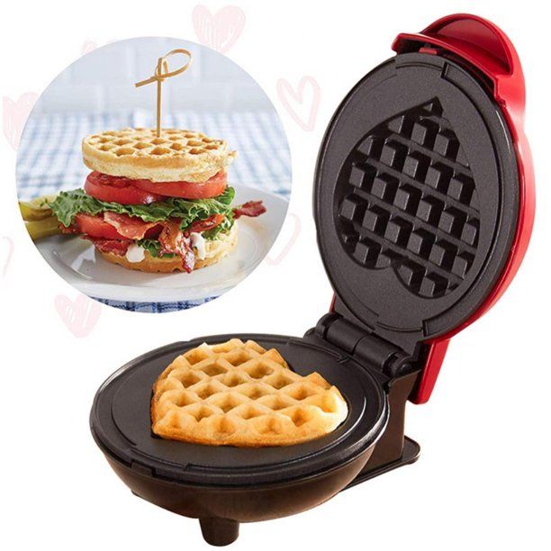 Mini Waffle Maker Machine, 4.8 Inches Portable Small Heart-Shaped Design, Easy to Clean, Non-Stic... | Walmart (US)