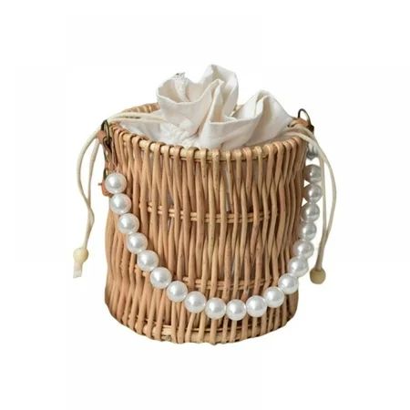 Small Straw Purse Straw Bags Pearl Bags for Women Beach Straw Bag Rattan Bag Basket Purse Pearl Stra | Walmart (US)