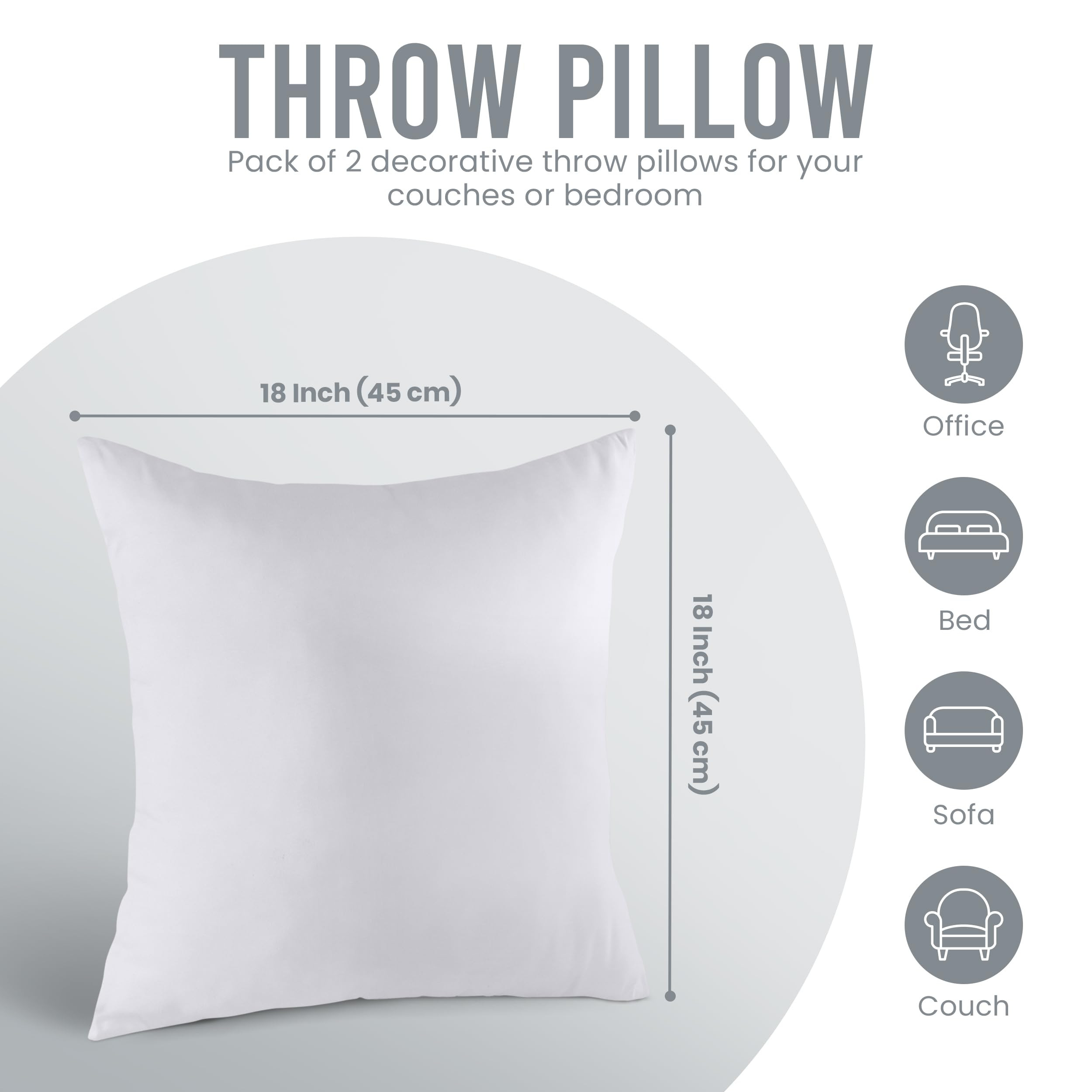Utopia Bedding Throw Pillows Insert (Pack of 2, White) - 18 x 18 Inches Bed and Couch Pillows - I... | Amazon (US)