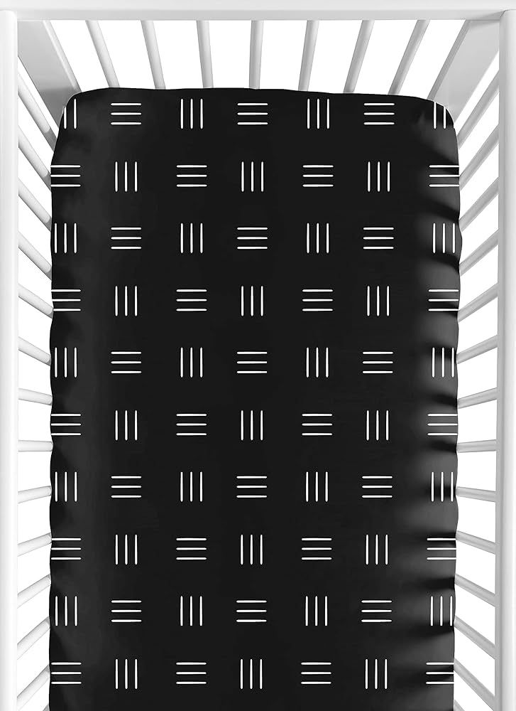 Sweet Jojo Designs Black and White Boho Mudcloth Boy or Girl Fitted Crib Sheet Baby or Toddler Be... | Amazon (US)