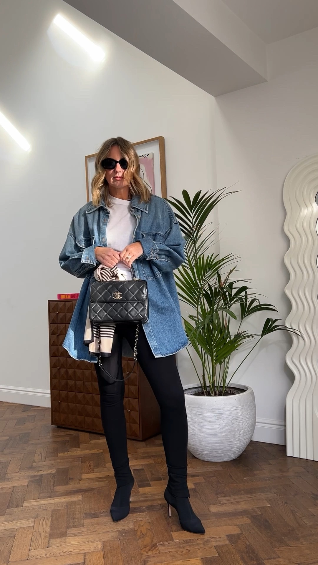 Day 7 of 7 days of Pinterest outfits | Dejim Shirt | Zip Leggings | White Tee | Sock Boots | Toteme | Rosie HW Style | Casual outfit 

#LTKstyletip #LTKover40 #LTKeurope