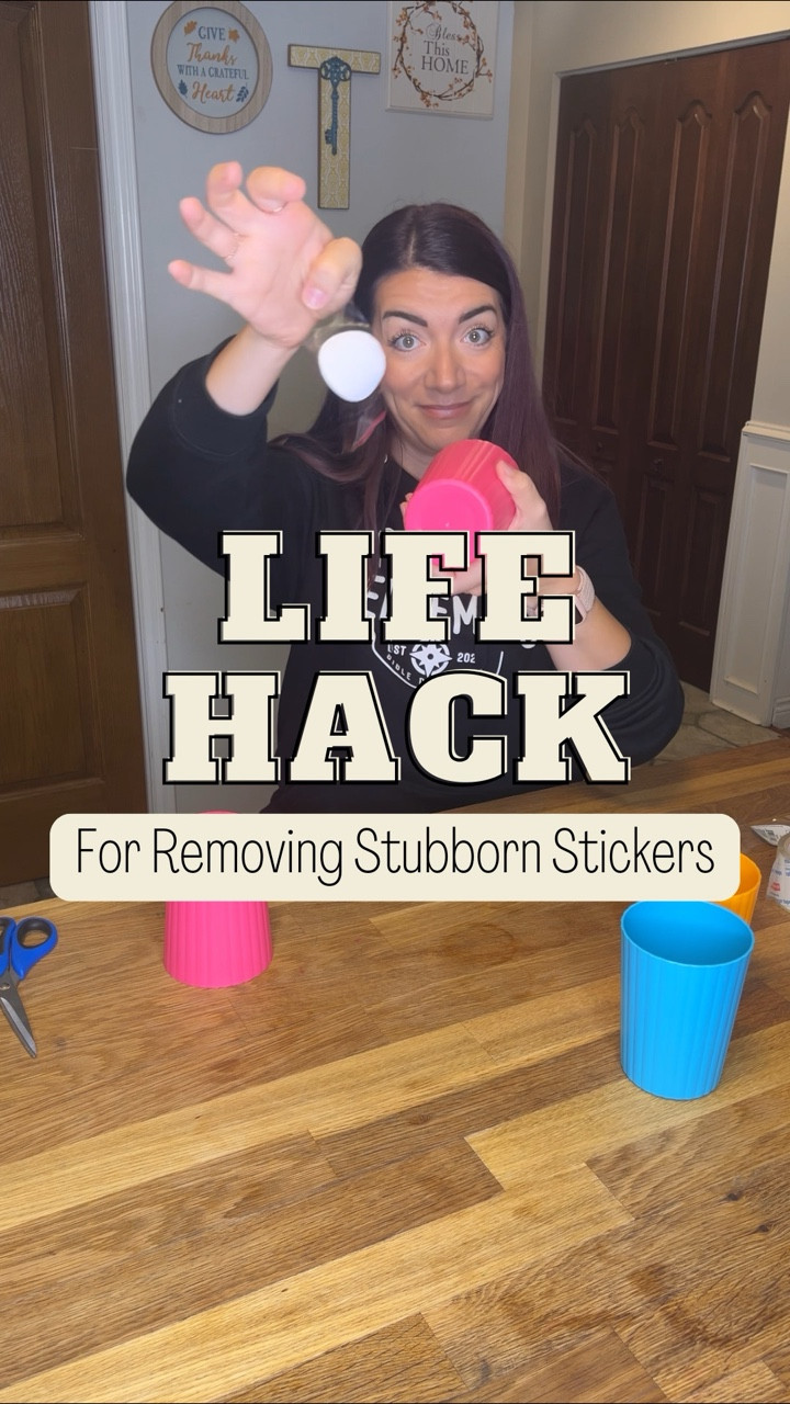 My favourite way to remove stubborn price tags or stickers 🙌🏻 and all you need is tape!! 

Place the piece of tape so it covers the sticker. Press down and rub in circles to make sure it adheres well. Then just ✨ WAX IT OFF ✨ - pull quickly upward and it will remove the sticker no problem! 🪄 

Bonus Mom Hack: it also works for those stickers that you kids stuck all over your house 😉 

Would you try this one? Tell me in the comments 💁🏻‍♀️ and be sure to share with a friend! 🫶 

#momhacks #lifehacks #momhack #lifehack #canadianmoms #tipsandtricks #worksmarter #worksmarternotharder #christianmoms #homeschoolmoms 

Easiest way to remove a sticker 
Best way to remove a price sticker