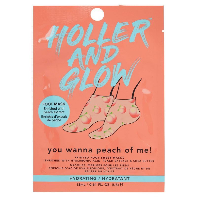 Holler and Glow You Wanna Peach of Me Refreshing Foot Mask - 0.6 fl oz | Target