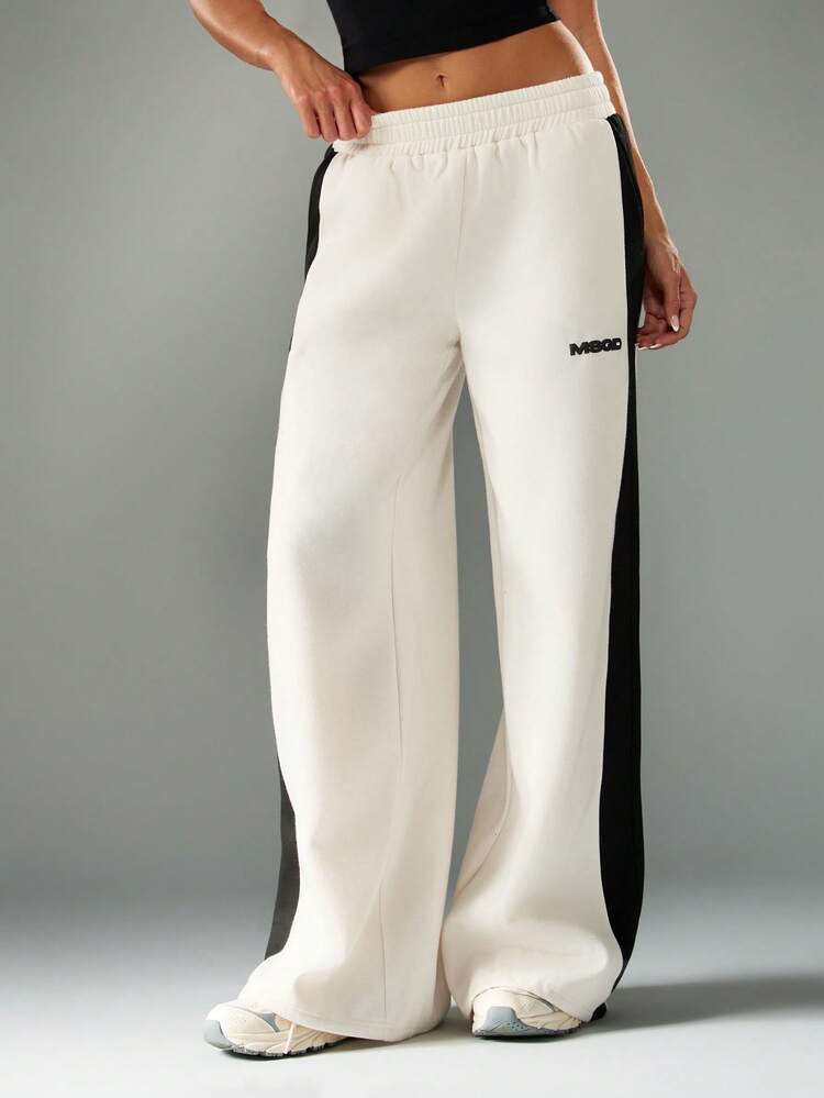 MISSGUIDED MSGD Wide Leg Joggers For Women Casual Sweatpants With Contrast Side Panels Relaxed Fit Loungewear | SHEIN
