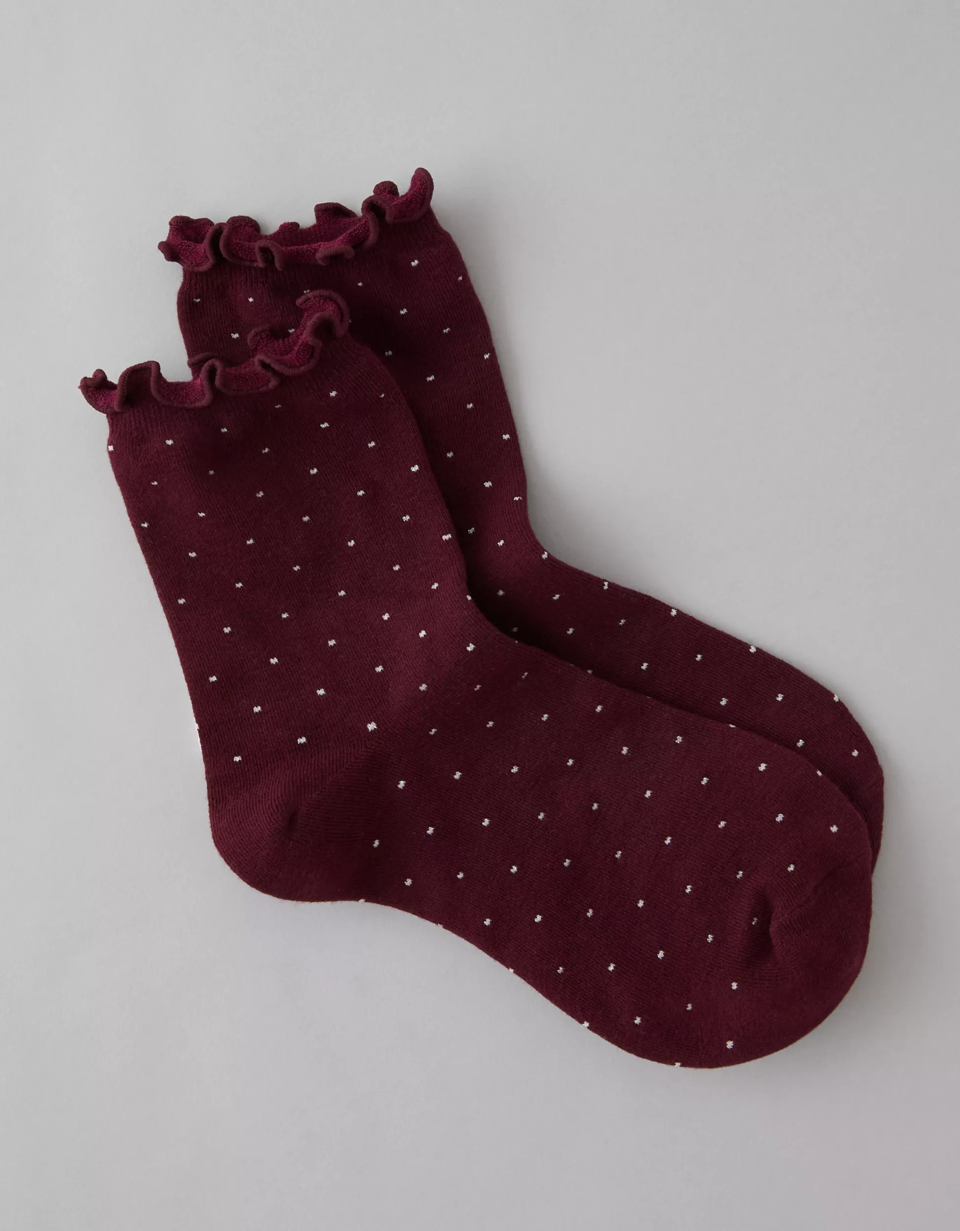 AE Sparkle Dot Ruffled Cropped Crew Socks | American Eagle Outfitters (US & CA)
