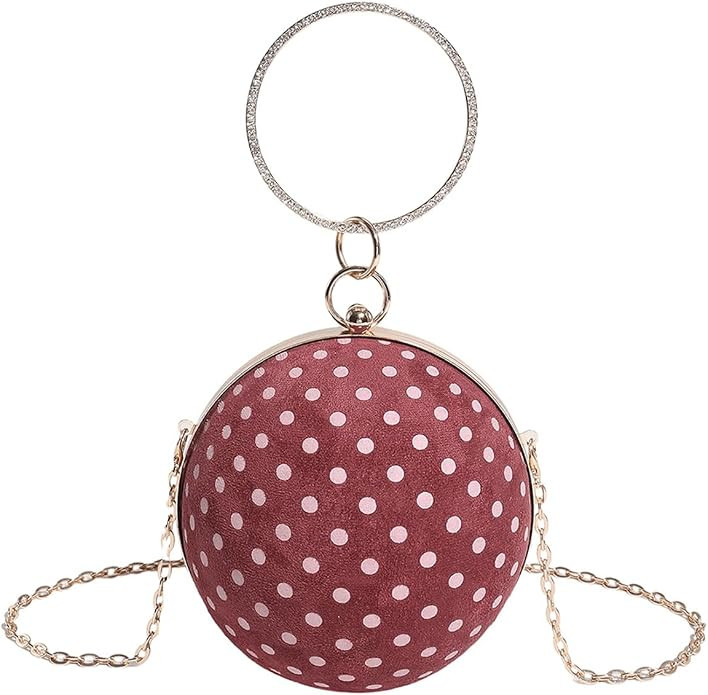 Polka Dot Purse Novelty Round Evening Clutch Ball Shaped Satchel Crossbody Shoulder Bag Ring Hand... | Amazon (US)