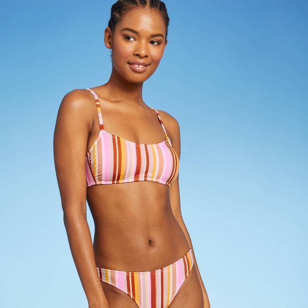 Juniors' Scoop Neck Bralette Bikini Top - Xhilaration™ Multi Stripe | Target