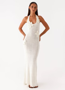Novalee Flower Crochet Maxi Dress - Ivory | Peppermayo (Global)