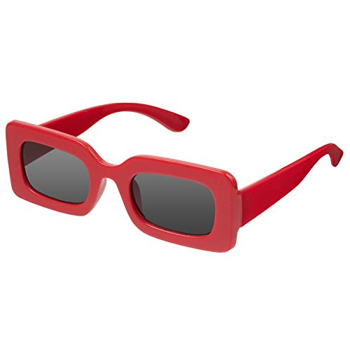 mosanana Trendy Rectangle Sunglasses for Women Red Vintage Retro Fashion Cool 90s Cute Rectangular Funky Aesthetic Stylish Chunky Trimble | Amazon (US)