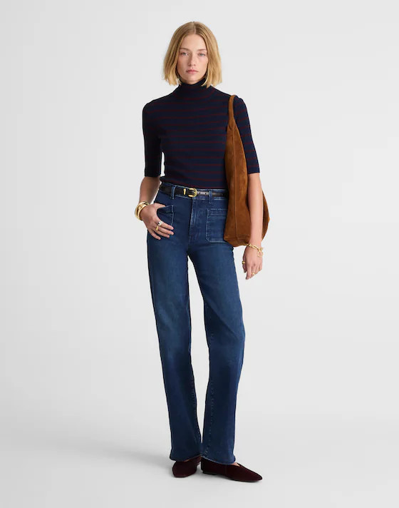 Ribbed Turtleneck Tee in Merino Wool | Madewell