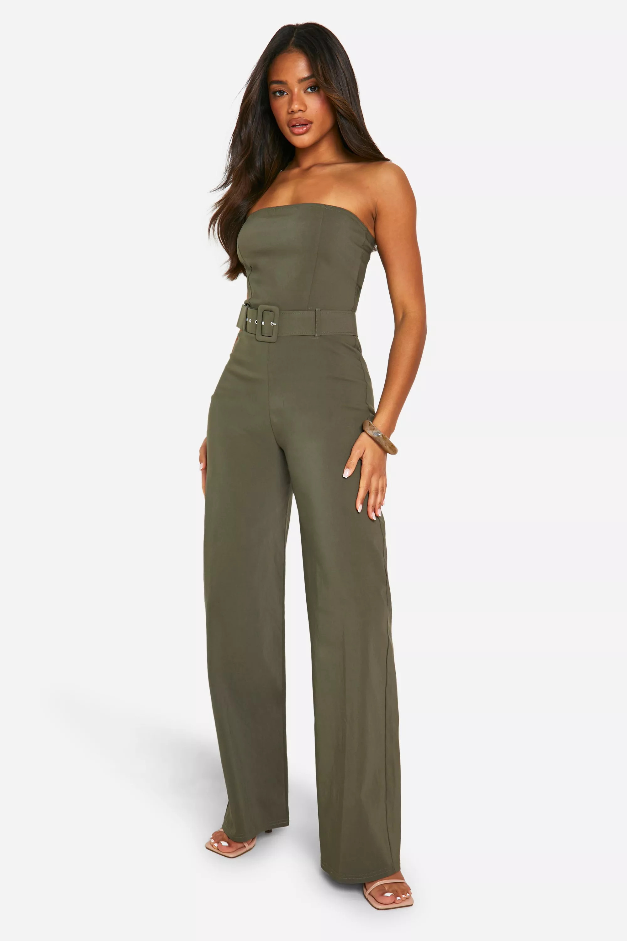 Belt Trim Bandeau Wide Leg Jumpsuit | Nasty Gal US