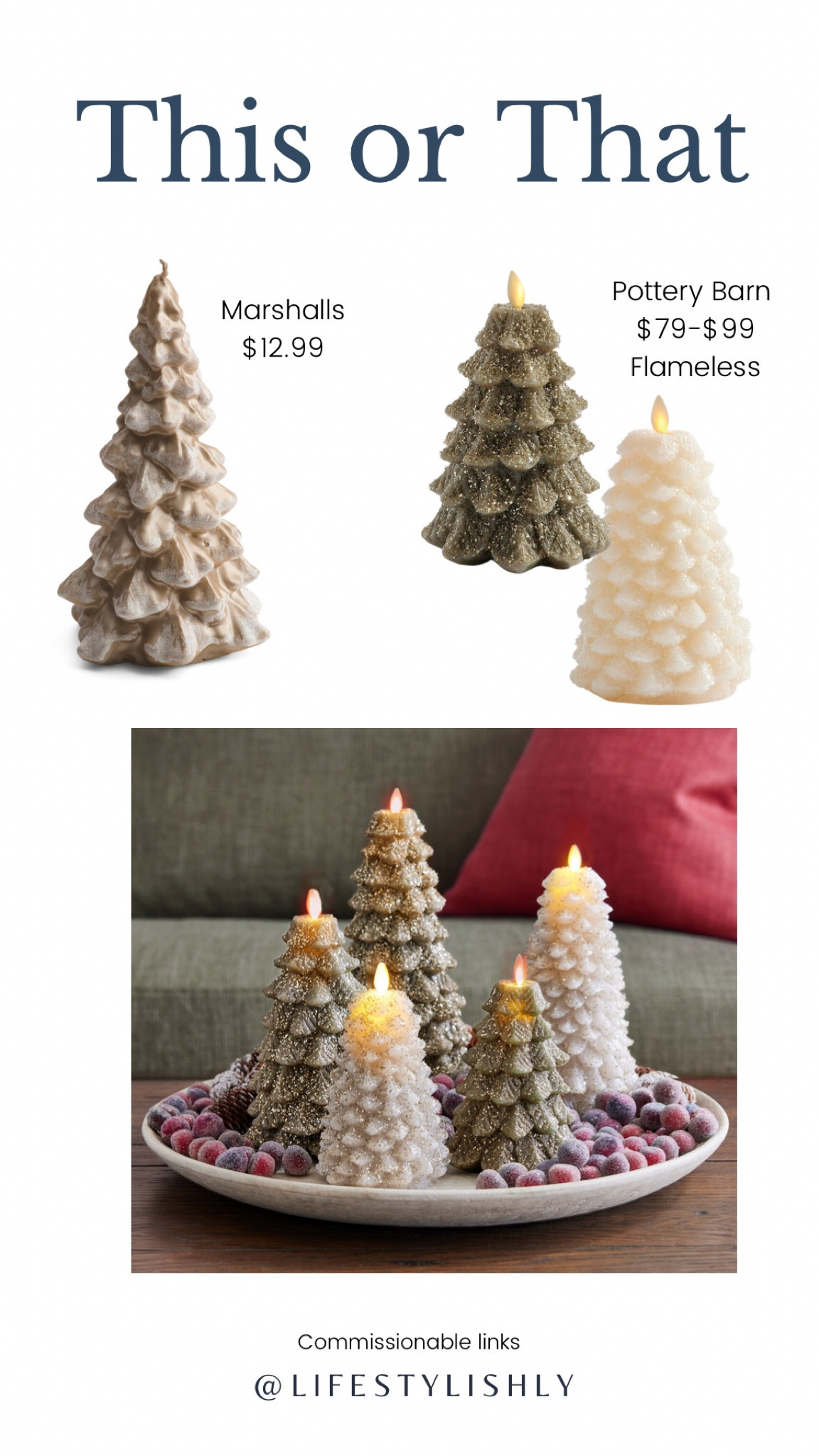 Holiday tree Candles 

#LTKhome #LTKHoliday #LTKSeasonal