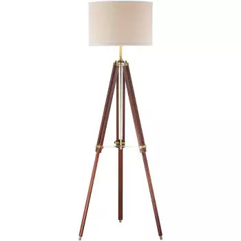 60"x16" Tripod Floor Lamp Oak Tone Wooden Finish - Threshold™: Elegant Standing Lighting, 3-Way... | Target