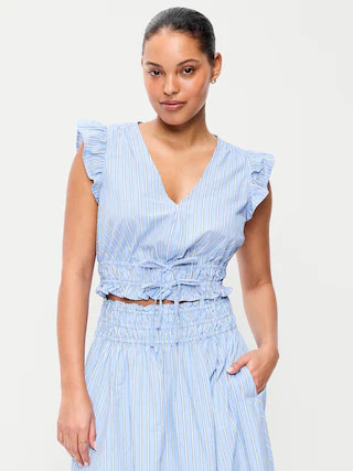 Flutter-Sleeve Poplin Top | Old Navy (US)