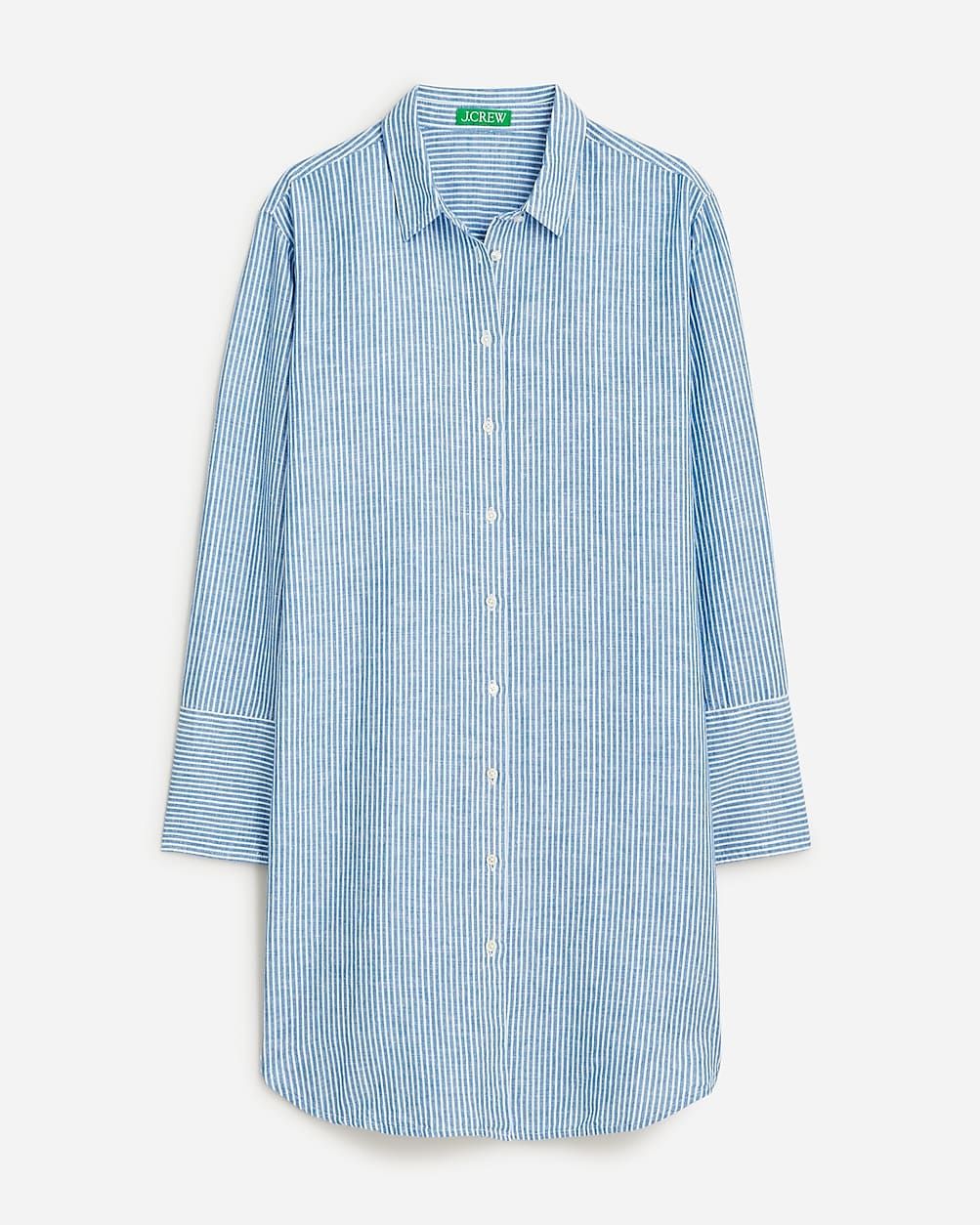 Relaxed-fit beach shirt in striped linen-cotton blend | J.Crew US