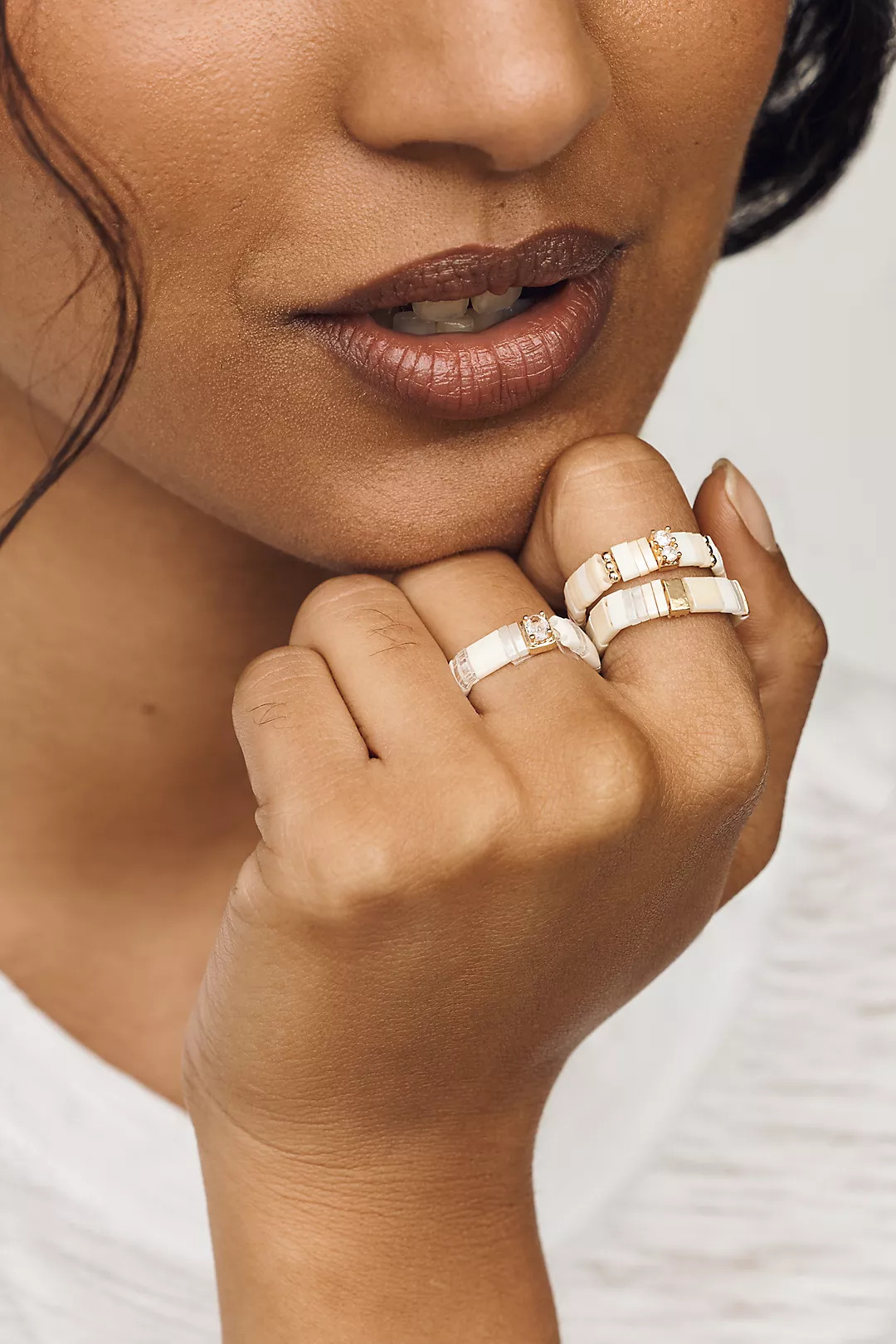 Beaded Chicklet Rings, Set of 3 | Anthropologie (US)