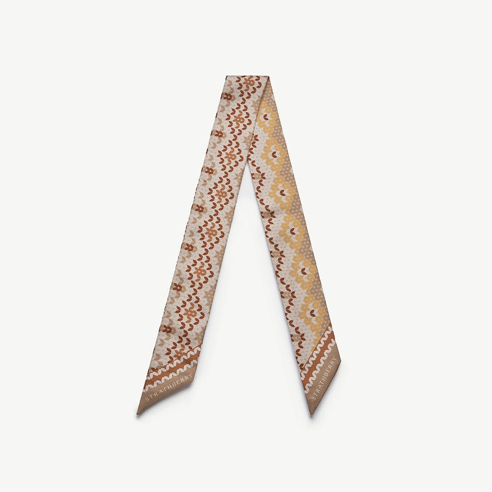 Silk Skinny Scarf - Brûlée Fair Isle | Strathberry