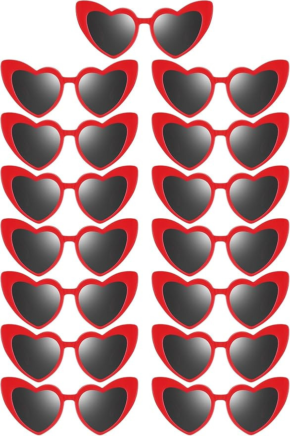 Flutesan 15 Pairs Heart-Shaped Sunglasses - Stylish and Fun Bachelorette & Valentine's Day Party ... | Amazon (US)