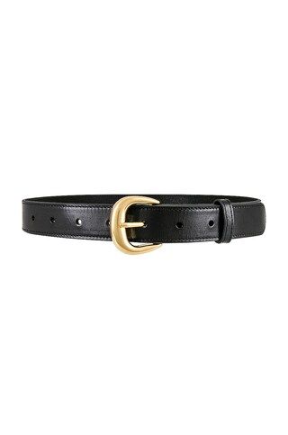 FRAME Timeless Buckle Belt in Noir & Gold from Revolve.com | Revolve Clothing (Global)