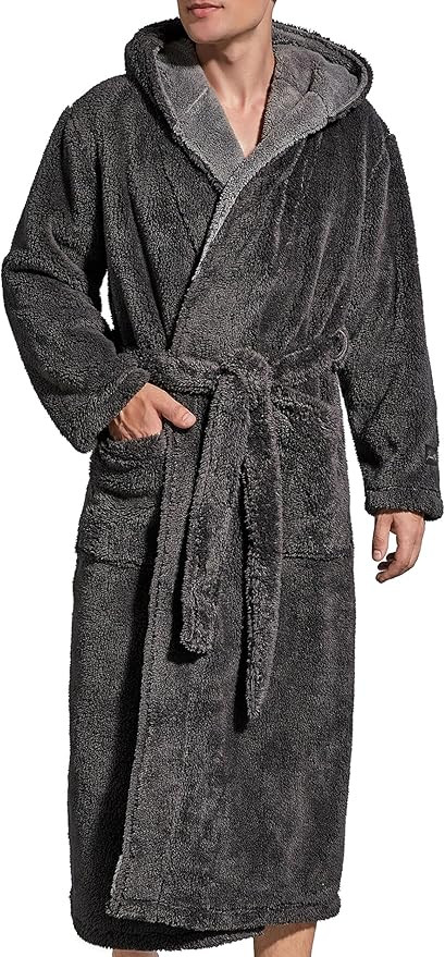 SlumberMee Mens Fleece Plush Robe with Hood Ultra Soft Fluffy Full Length Long with Pockets Luxur... | Amazon (US)