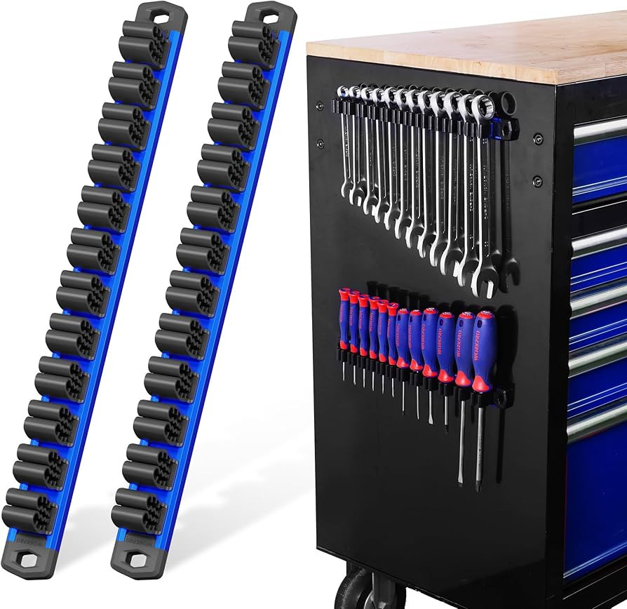 WORKPRO 2-Pack Magnetic Screwdriver Organizer and Wrench Organizer Set, Aluminum Rail Magnetic To... | Amazon (US)