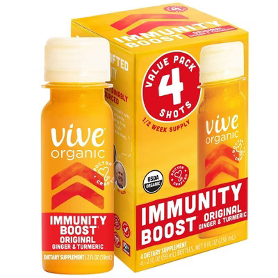 Vive Organic Immunity Boost Original Ginger & Turmeric Shot - 4ct/2 fl oz | Target