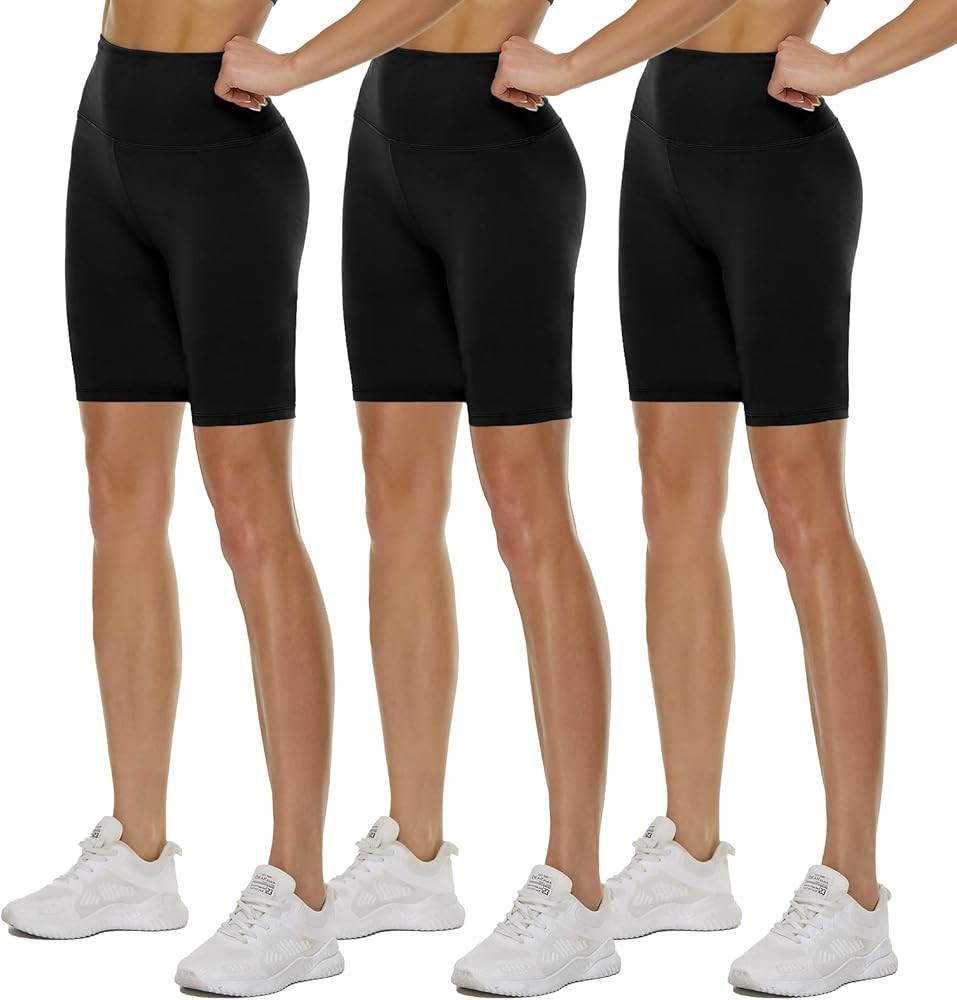 3 Pack High Waisted Biker Shorts for Women – 3"/ 5"/ 8" Black Workout Yoga Compression Novelty ... | Amazon (US)