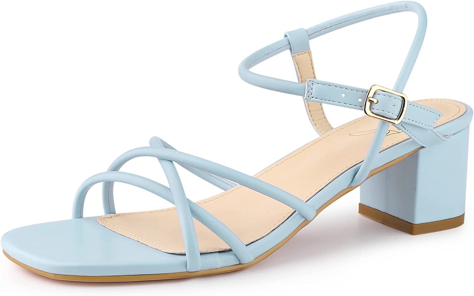 Perphy Strappy Heels Square Toe Slingback Chunky Heel Sandals for Women | Amazon (US)