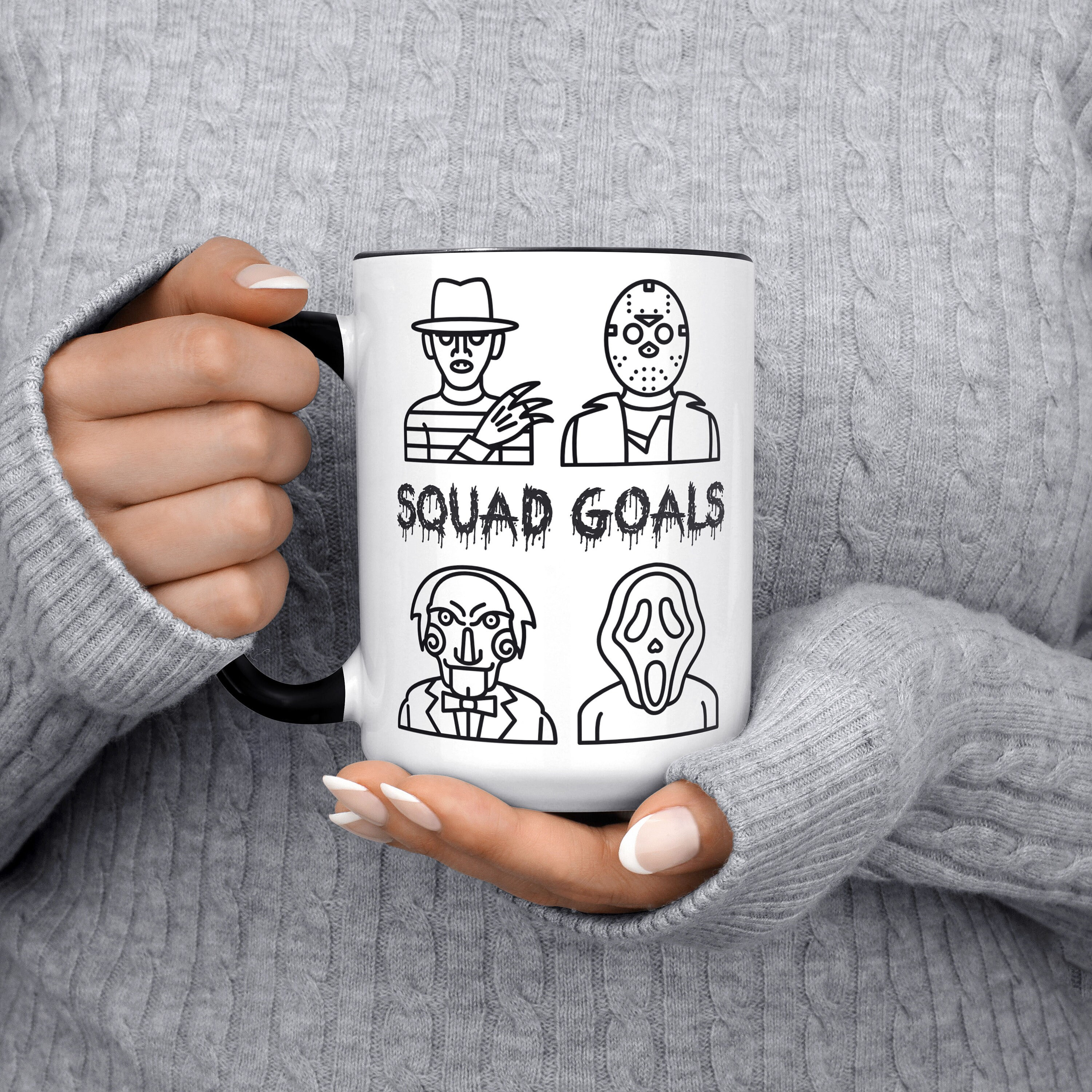 Squad Goals Mug, Halloween Mug, Horror Movie Mug, Thriller Mug, Freddy, Jason, Saw, Scream, Scary... | Etsy (US)