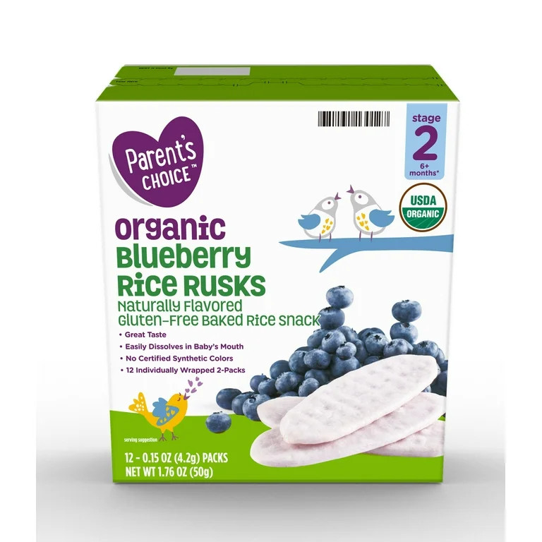 Parents Choice Baby Rice Rusks - Blueberry (12 Pack) | Walmart (US)