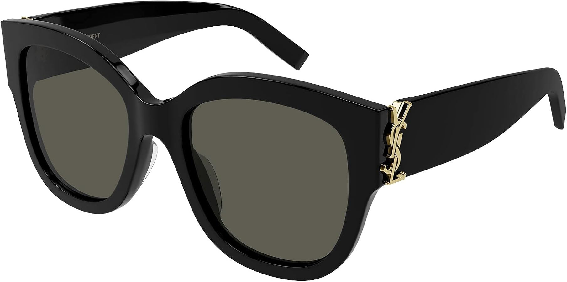 Saint Laurent Women's Oversized Cat Eye Sunglasses, Shiny Black, One Size | Amazon (US)