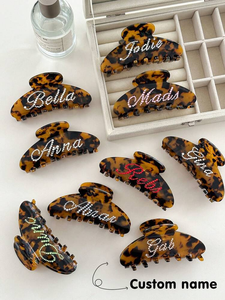 Customizable Rhinestone Leopard Print Hair Claw Clip, Suitable For Wedding, Bridal, Holidays, And... | SHEIN