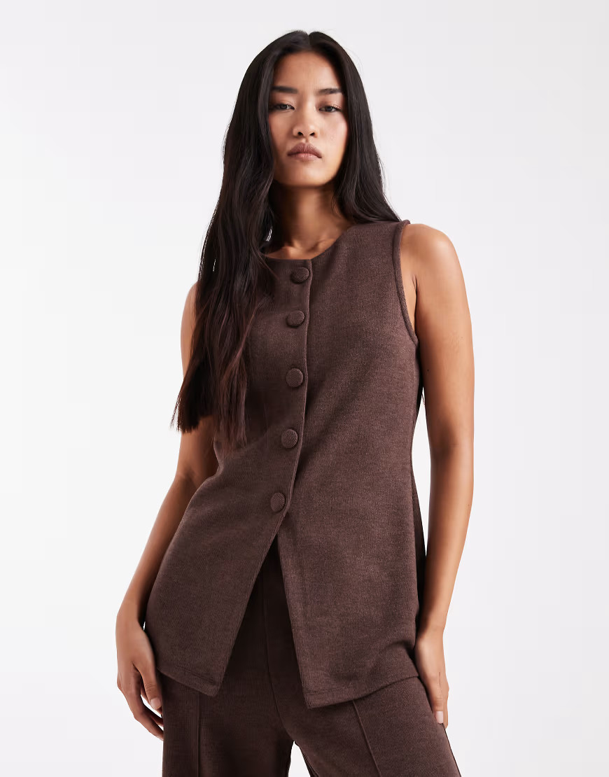 New Look co-ord knitted waistcoat in brown | ASOS (Global)