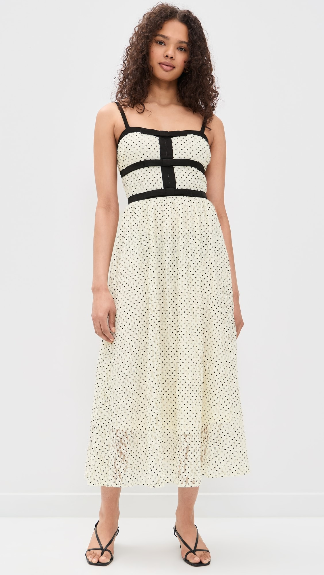 Sleeveless Polka Dot Print Midi Dress | Shopbop